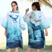 Quick-drying beach bathrobe hooded bath towel cape double-sided velvet zipper open surf changing bathrobe 4