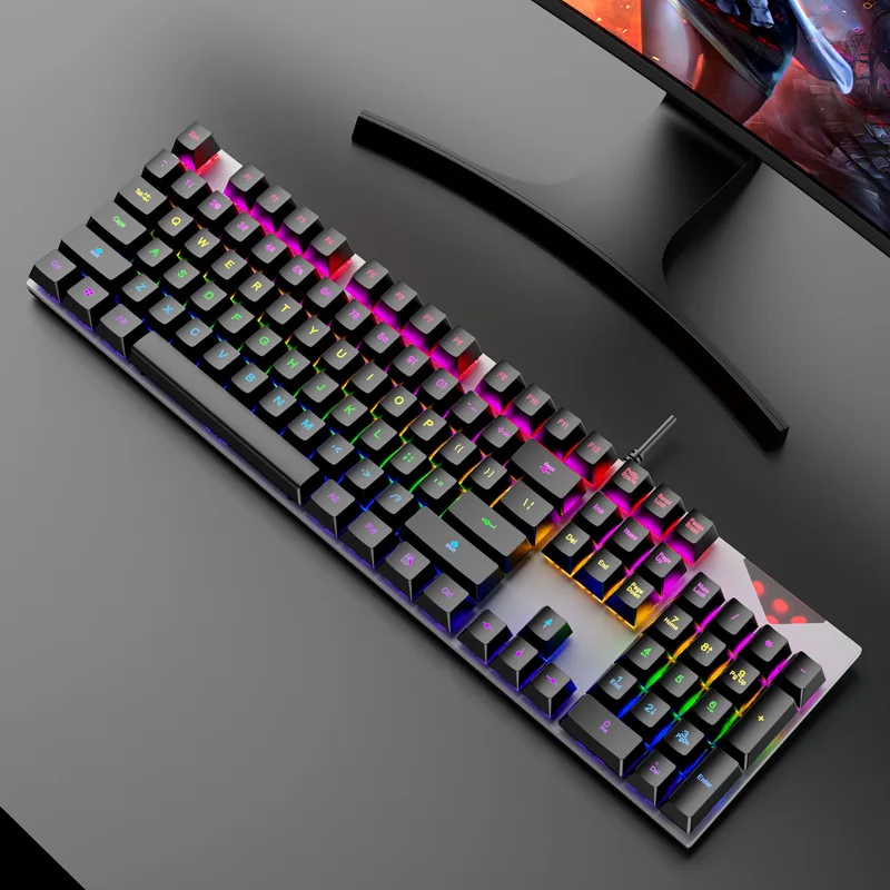 

Dazzling Silver Fox K60 True Mechanical Keyboard Green Axis Glow Game Chicken Esports Desktop 104 Key Keyboard