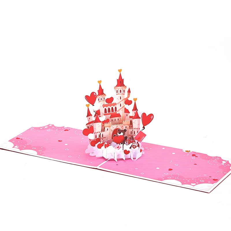 Greeting Cards Valentine's Day 3D Greeting Card Love Bear Rose Pop Up Card for Girlfriend Boyfriend
