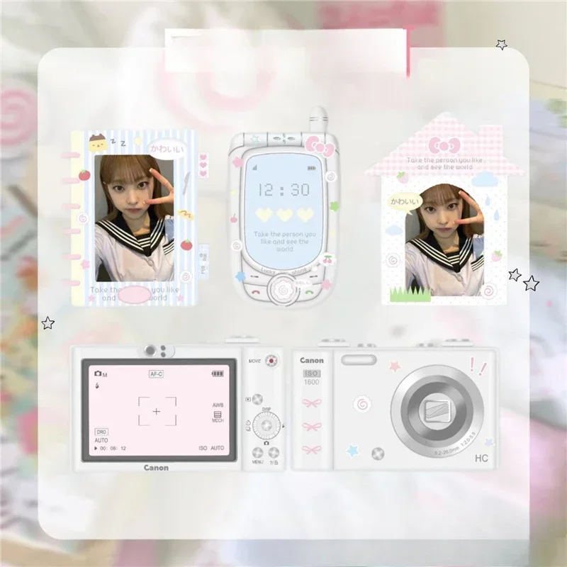 Korean Ins Cute Camera Phone Design Idol Card Holder Girl Photocard Holder Sleeves Protective Collect Pendants Gift 6