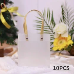 Set of 10 Eco - friendly Frosted Tote Gift Bags for Holidays and Special Occasions (10pcs)
