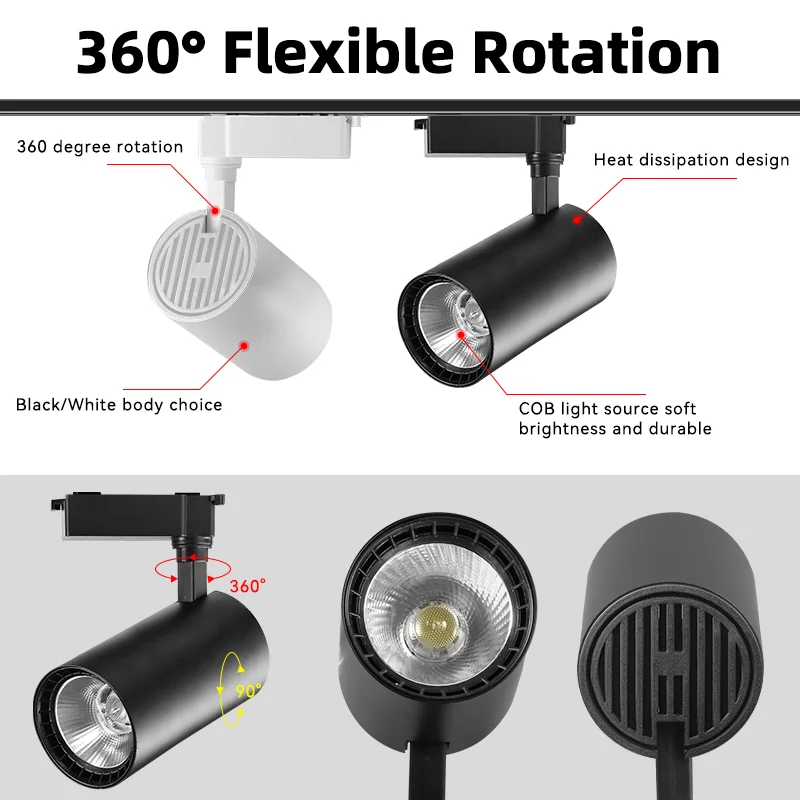 Full Set Led Track Light COB Rail Lighting Fixture 220V Led Rail System Lamp Track Lighting Track Lamp Clothing Shop Living Room 5