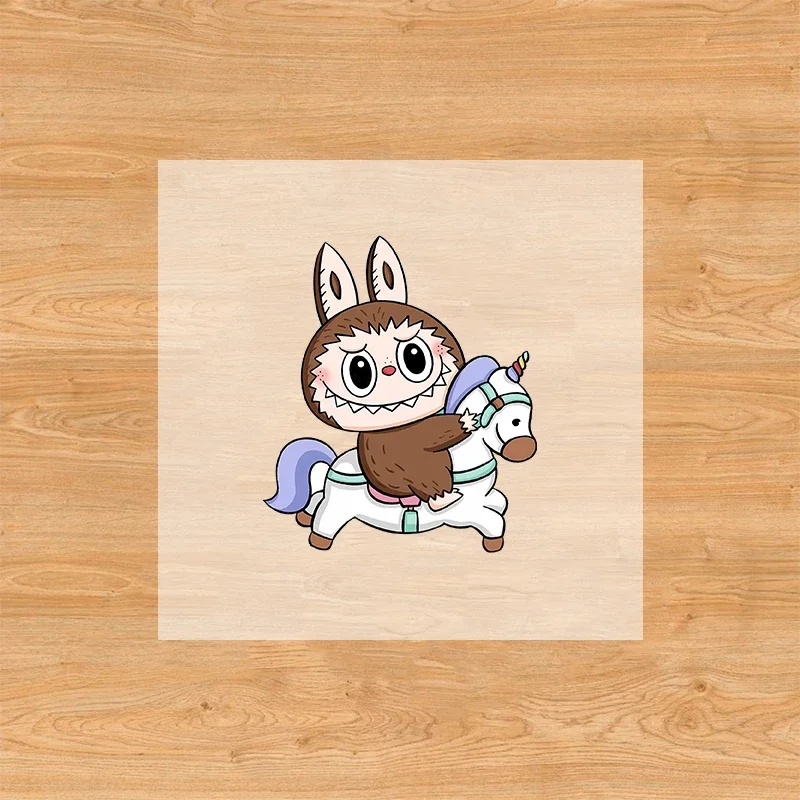 thumbnail image 1 of POP MART Labubu Iron on Sticker Cute Cartoon Heat Transfer Stickers Clothing Decals Kids Diy T-shirt Backpack Decoration Gifts, 1 of 5