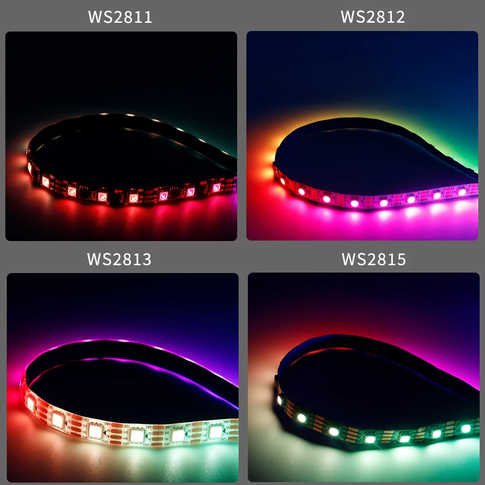 WS2812B WS2811 WS2813 WS2815 30/60/144픽셀/led/m 5050 RGB LED 스트립 WS2812 개별적으로 주소 지정이 가능한 테이프 조명 DC5V DC12V