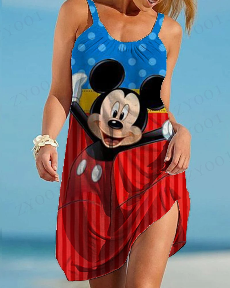 

2022 Summer Women's Beach Blouse Wrap Towel Halter Strap Mini Beach Skirt Women's Beach Dress Sexy Disney Minnie Mouse Swimwear