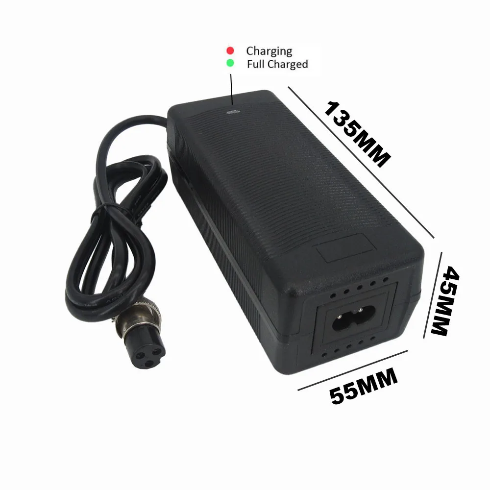 48V 54.6V 2A Lithium E-Bike Bicycle Charger For 48 Volt 13S Li ion Ebike Scooter Battery Adapter 48V2A GX16 XT60 Connector