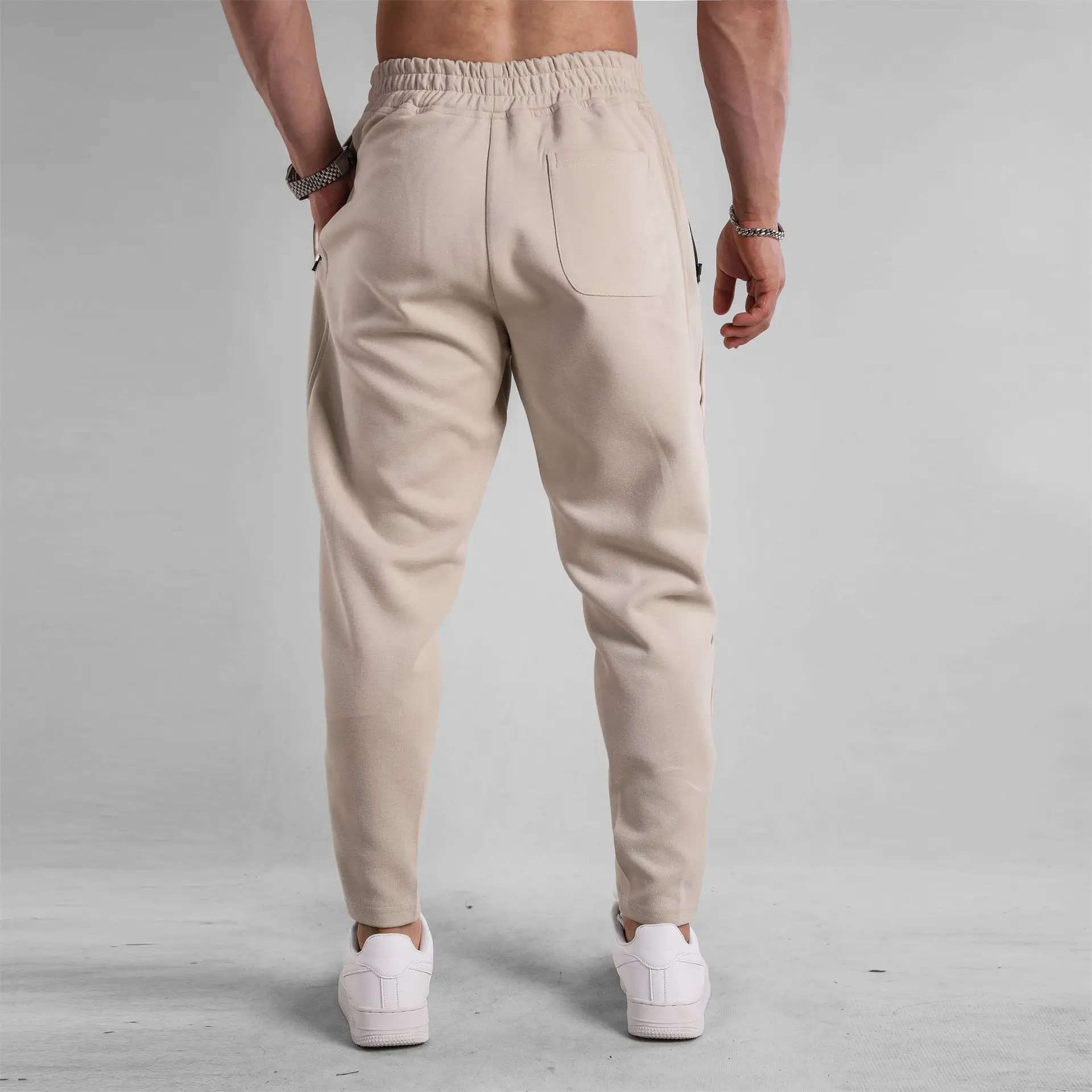 Men's Clothing Sport Casual Zipper Baggy Pants Cotton Long Trousers Outdoor Gym Fitness