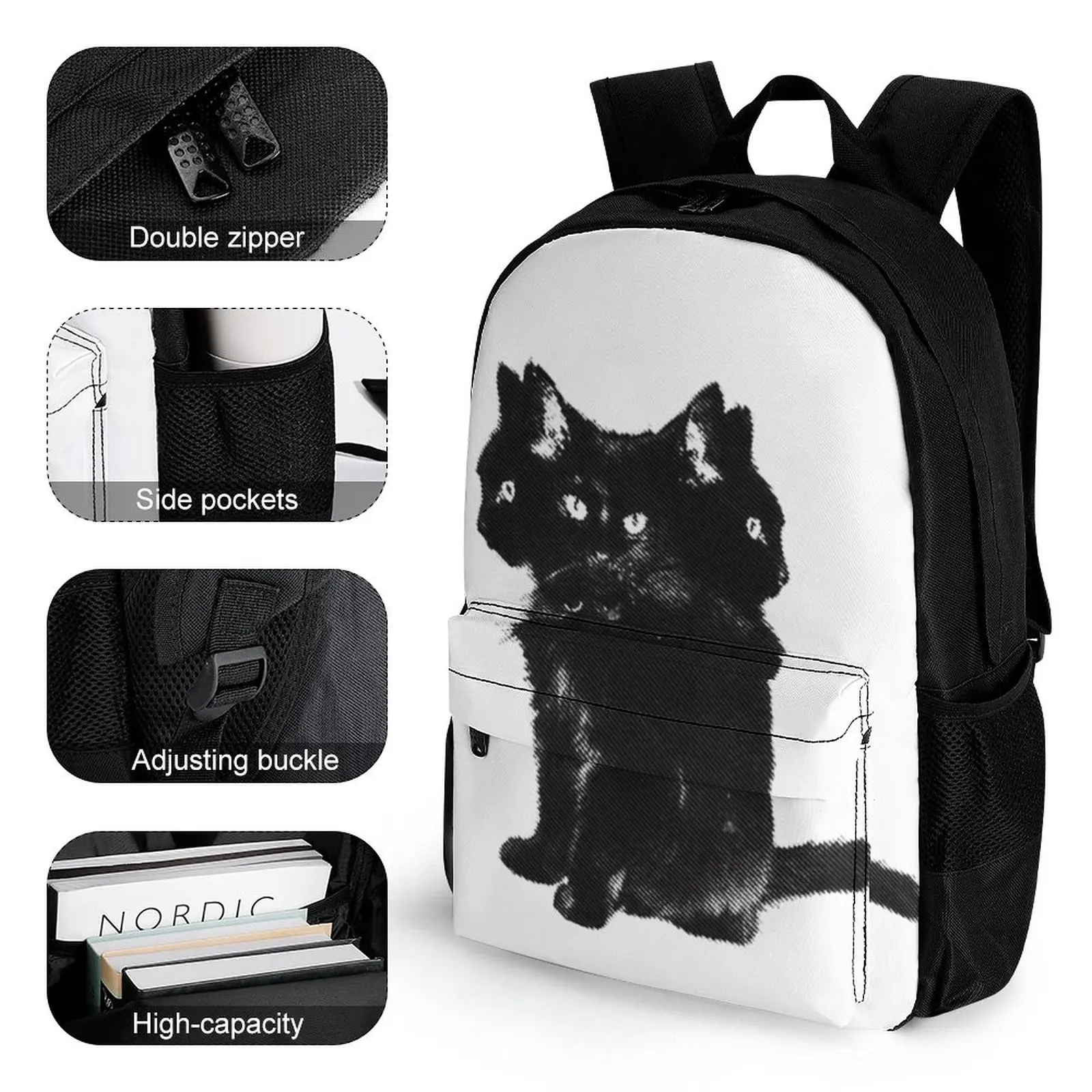Art Animal Printing Backpack with Pocket Adjustable Shoulder Strap Large Capacity Shoulders Bag Girls School Backpack Travel Bag