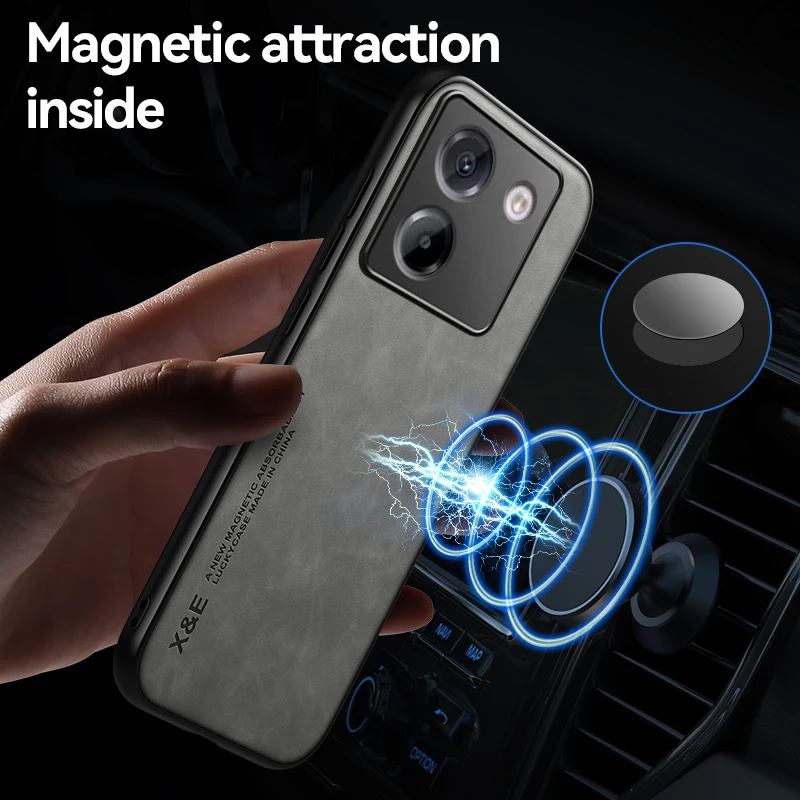 Luxury Leather Magnetic Car Holder Phone Case
