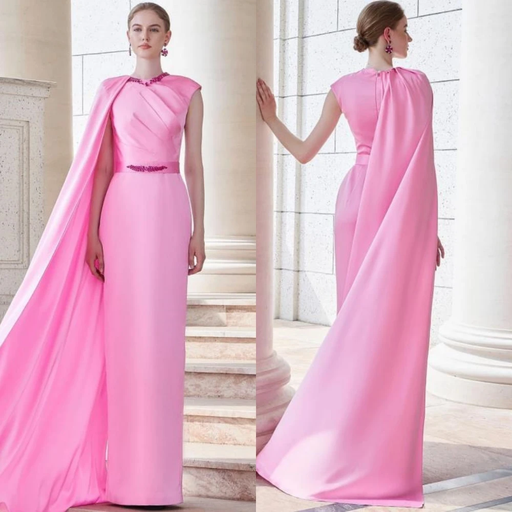 

Zhitomyr Fashion Matching High Collar A-line Beading Stole Draped Floor length Charmeuse Prom Dresses