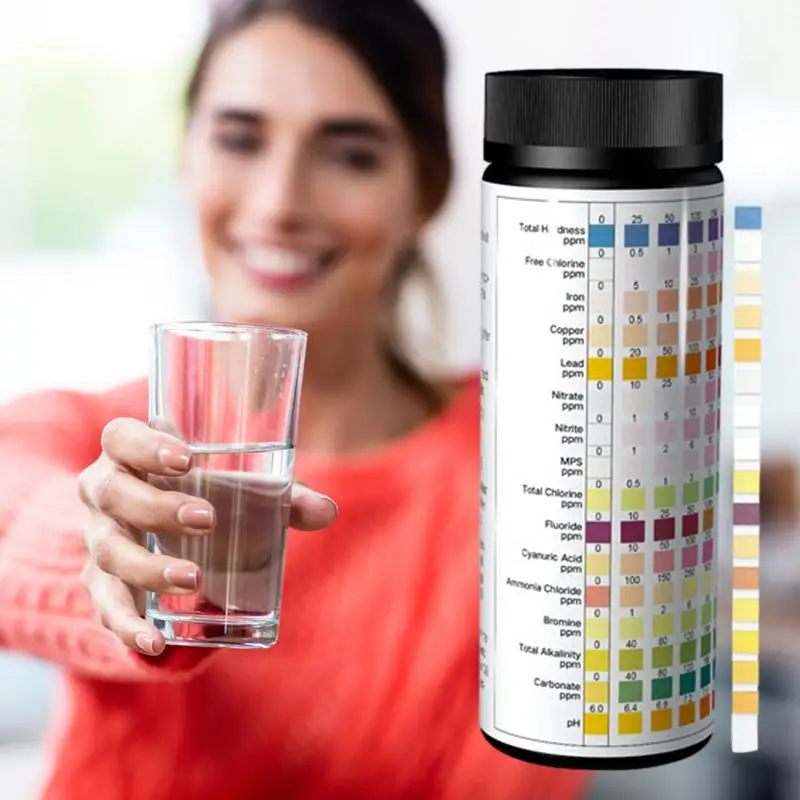 100 Strips Drinking Water Test Kit 16 In 1 Multipurpose Chlorine PH Test Strips SPA Swimming Pool Water Quality Testing Paper