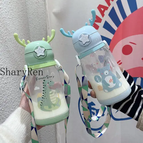 밀짚이 달린 아기 젖병, 대용량 젖병, 이중 사용 물컵, 아기 선물 4