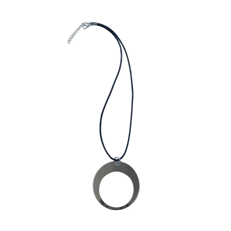 

Adjustable Vintage Leather Rope Round Steel Pendant Necklace for Women