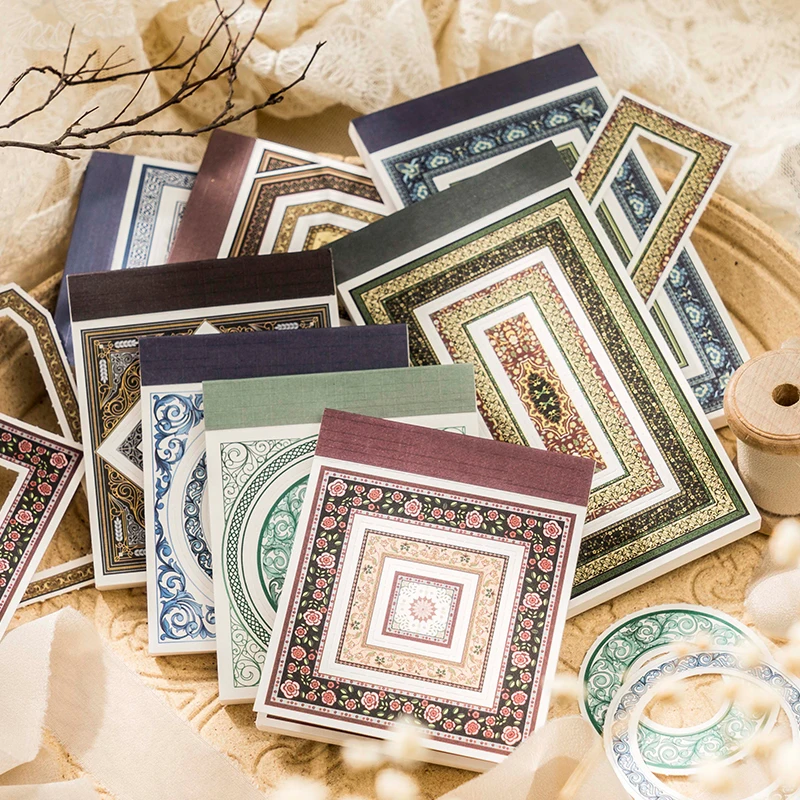 30Pieces Stickers Material Multifunctional Patchwork Pattern Paper collage border Baroque window literary vintage 145*75mm