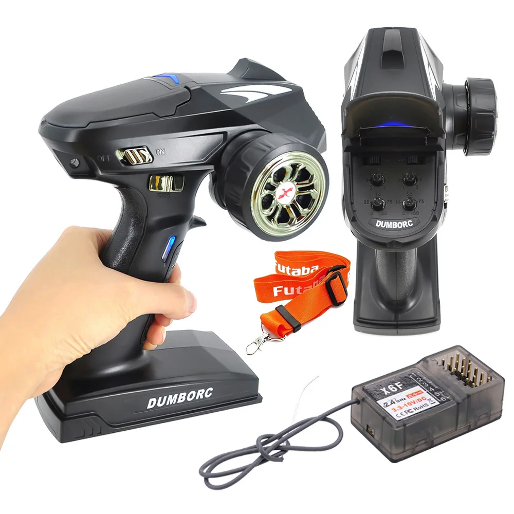 

DumboRC X4/X5/X6/X6A/X6P 2.4GHZ Transmitter with X6F/X6FG/X6DC/X6YC Receiver & LED Light Set For RC 1/10 1/8 Truck Car/Boat Toy