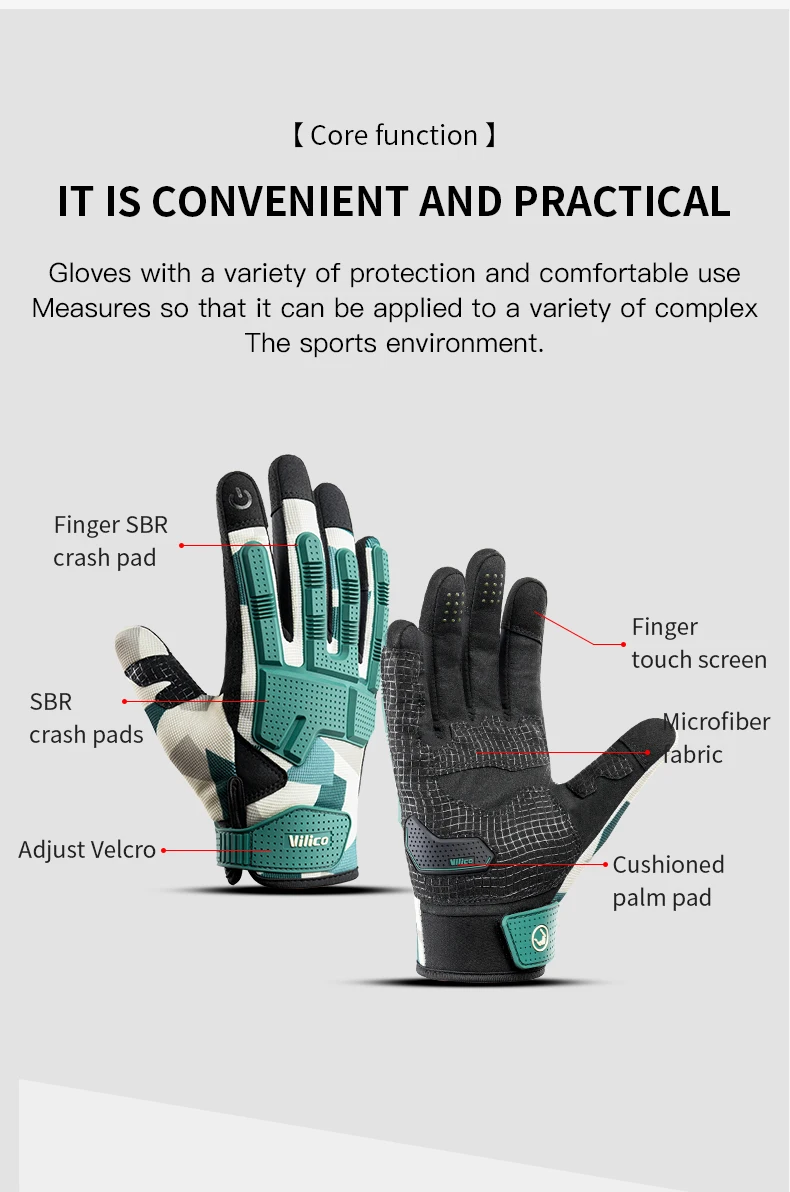 Viloco Professional Outdoor Motorcycle Riding Gloves Bicycle Fitness Mountaineering Palm Thickened Cushioning and Wear Resistant 3
