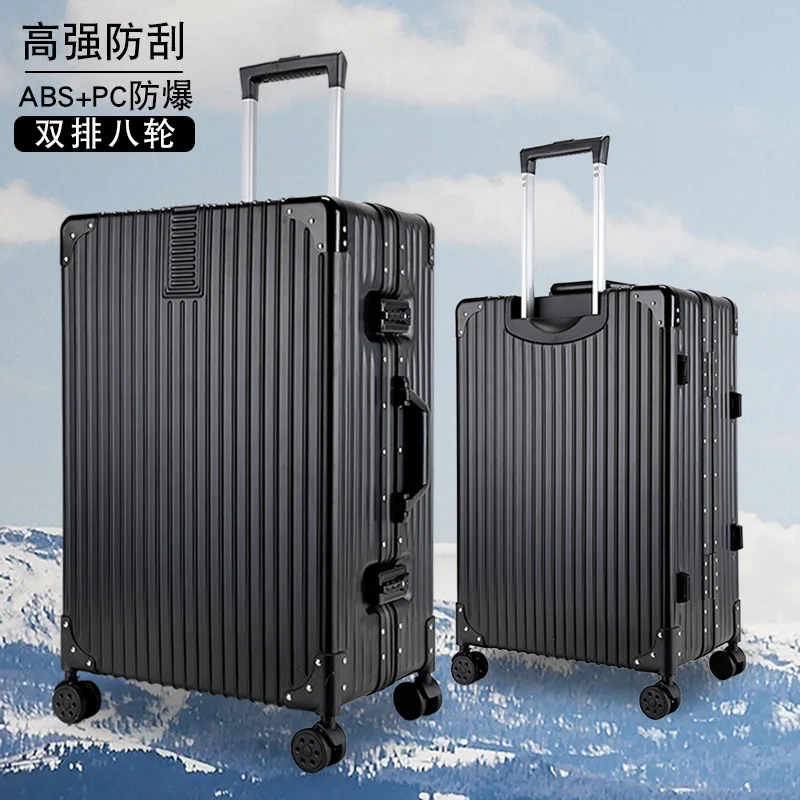 PLUENLI Luggage Trolley Case Female Universal Wheel Vintage Zipper Luggage and Suitcase Male Password Leather Case Trunk