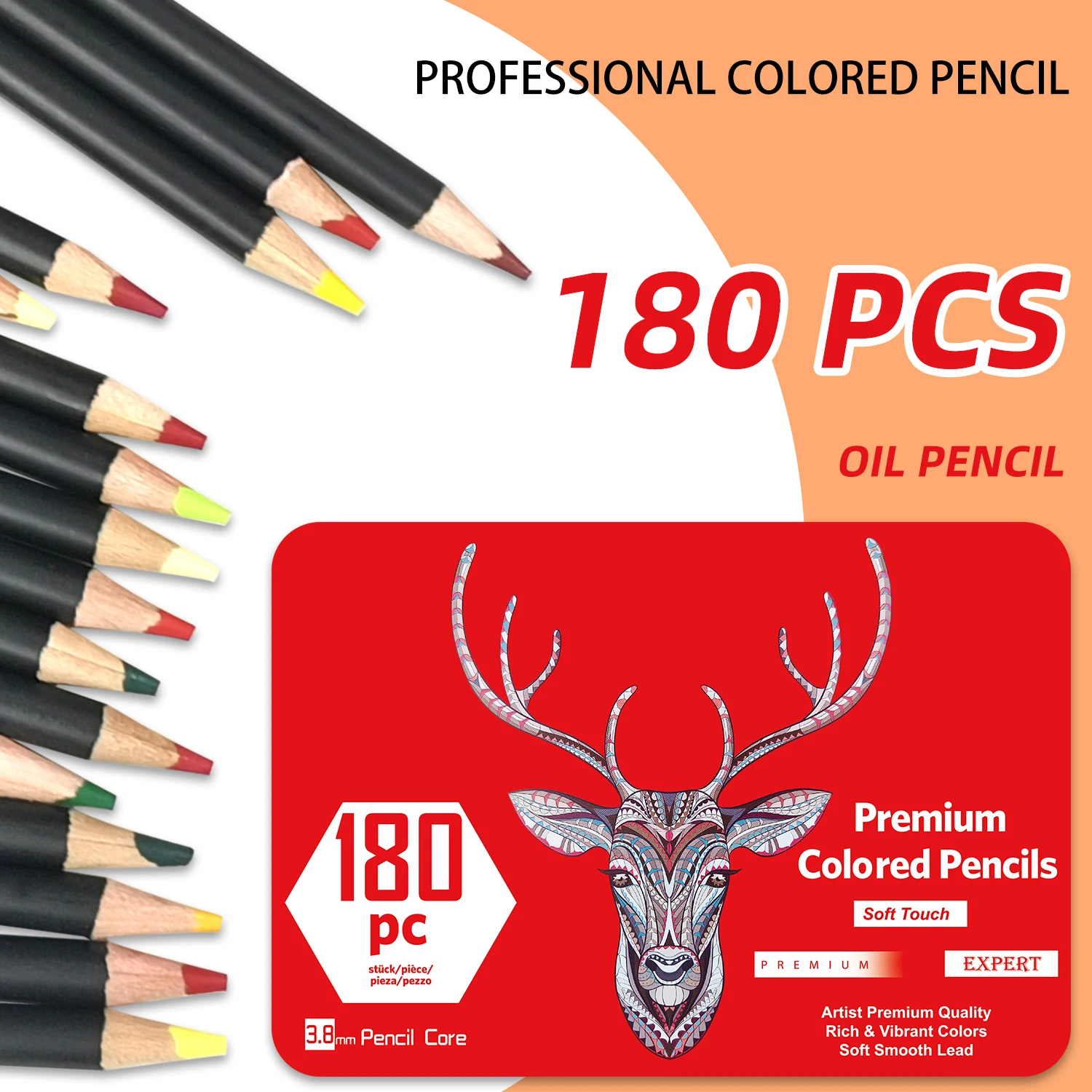 180-Farben-Set mit öligem Farbstift, Eisen, Geschenkbox, Malerei, Farbstift, Kunstkreationsset, Zeichenstift, Schule, Kunst-Set, Geschenk – Detail 7