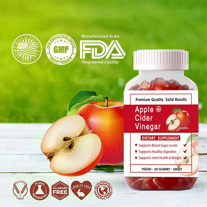 Apple Cider Vinegar Gummies 60 Pills Bottled Vitamin Gummies Defecation Probiotic