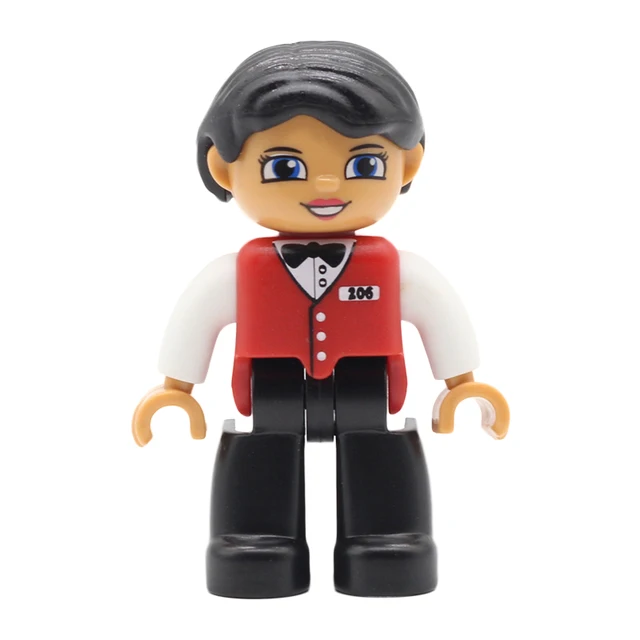 Big Size Action Figures City Princess Policemen Family Building Block Doll Character Accessory Toys Assembly Children Kids Gift Female waiter