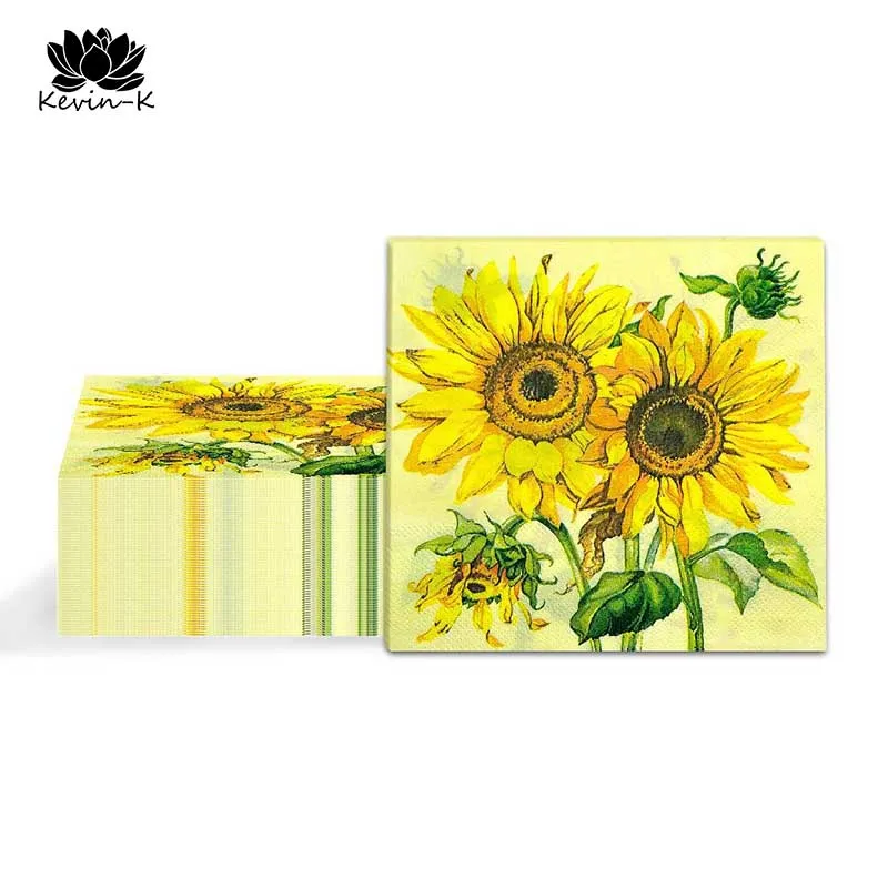 Sunflower Print Color Napkins Colorful Living Household Goods Printed Tissue Paper Tray