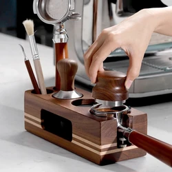 Coffee Tamper Mat Station Stand Portafilter Holder Support Base Rack Walnut Wood For 51MM 54MM 58MM Espresso Accessories Barista