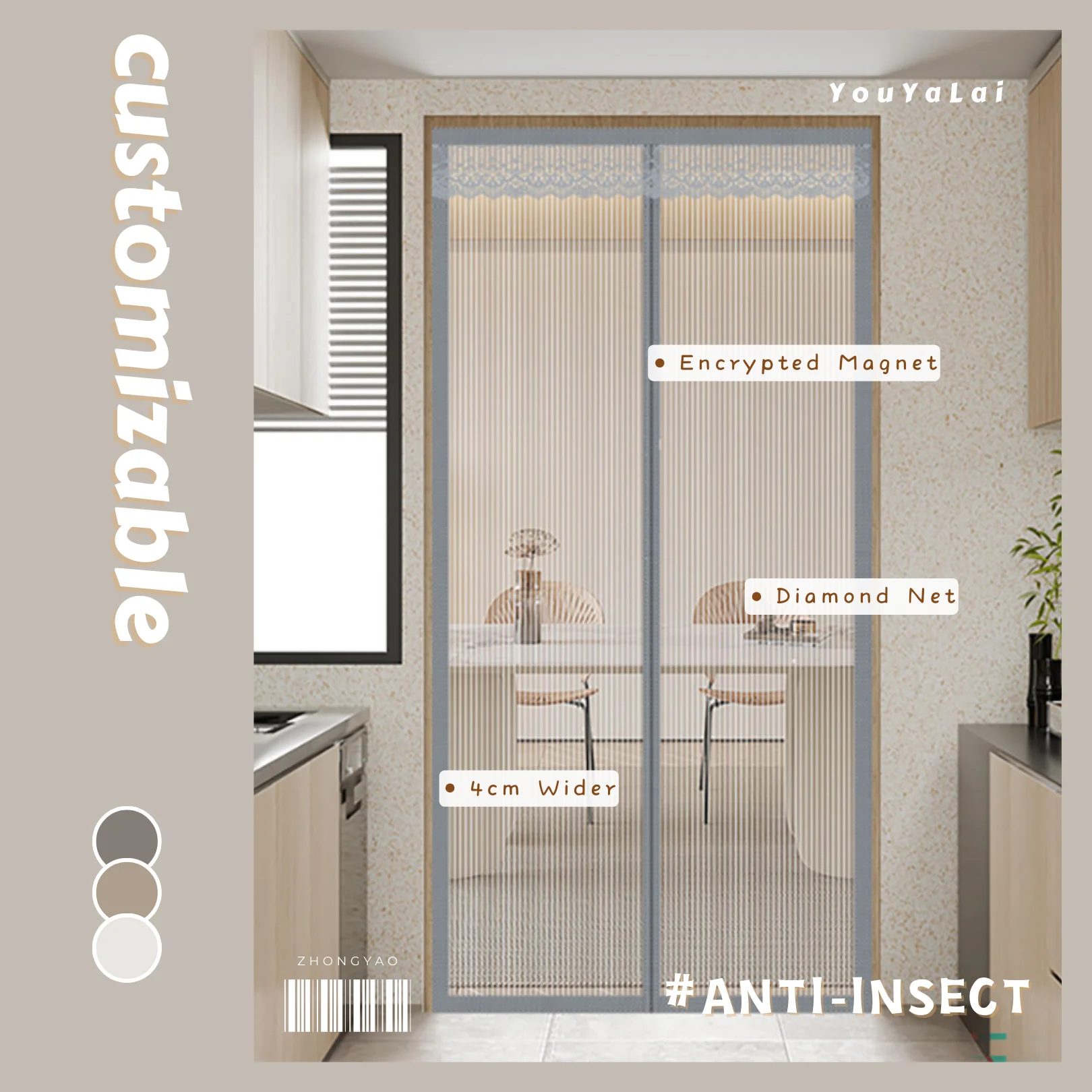 Tenda Per Porta Personalizzata Mosquitera Magnetica Puerta Porte Con Schermo Magnetico Ventilazione Tenda Per Mosche Durevole Fliegen Gitter