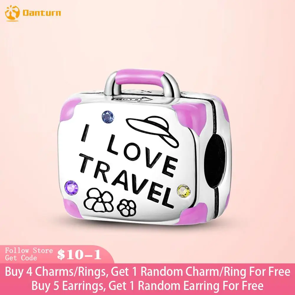 

Danturn 925 Sterling Silver Beads Purple Luggage Charm fit Original Pandora Bracelets Fashion Women Jewelry