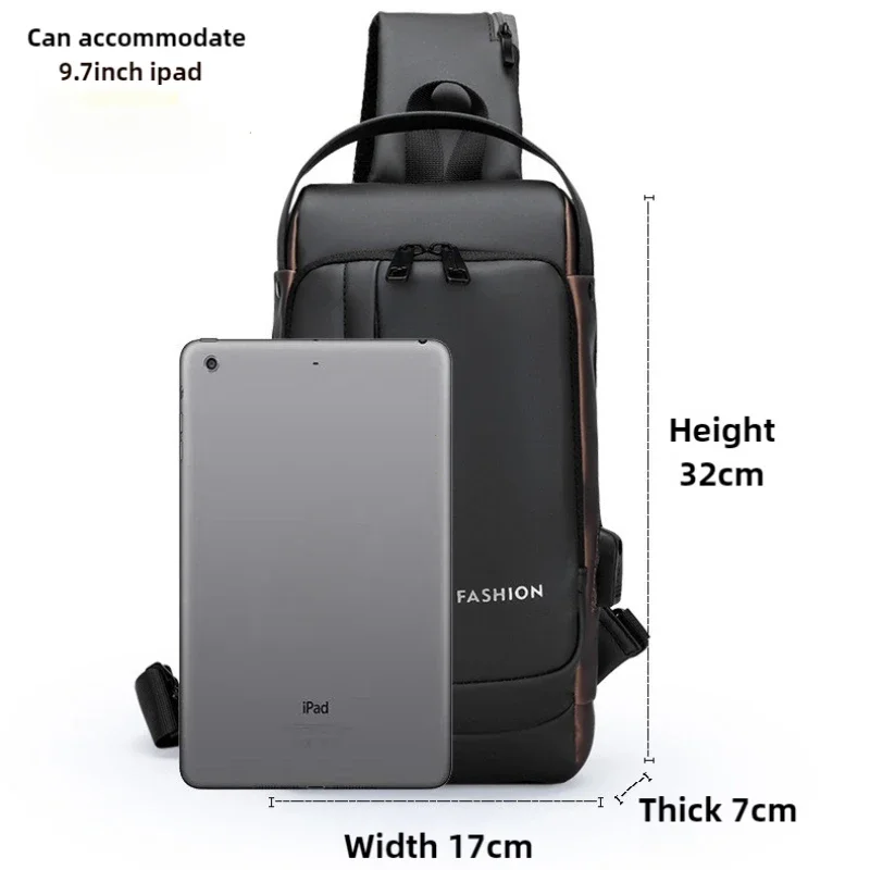Men's Bag Password Lock Anti-theft USB Shoulder Bag Man Crossbody Bag Travel Backpack Sling Chest Bags Pack Messenger Pack