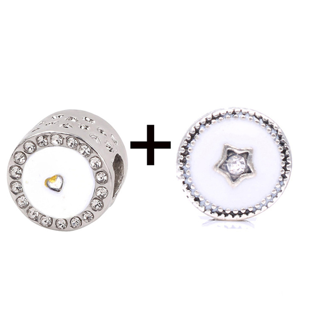 New Design White Heart Charm Beads Pendant Fit European Style Brand Bracelets Necklaces For Women Jewelry Making