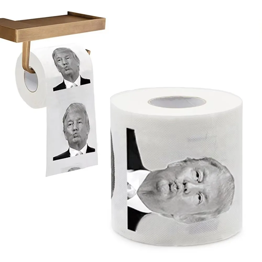 Humor Toiletily Paper Trump Creative Funny Toiletily Paper Pure Wood Pulp Non-fading No Scaling Nontoxic Dustless Bathroom