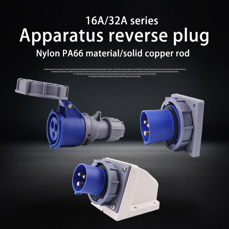 Impermeável Aparelho Industrial Plug Reverso 16a 32a Pólo Pólo 5pin Wall Mount Plug Painel Mount Plug Conector 220 380v Ip67