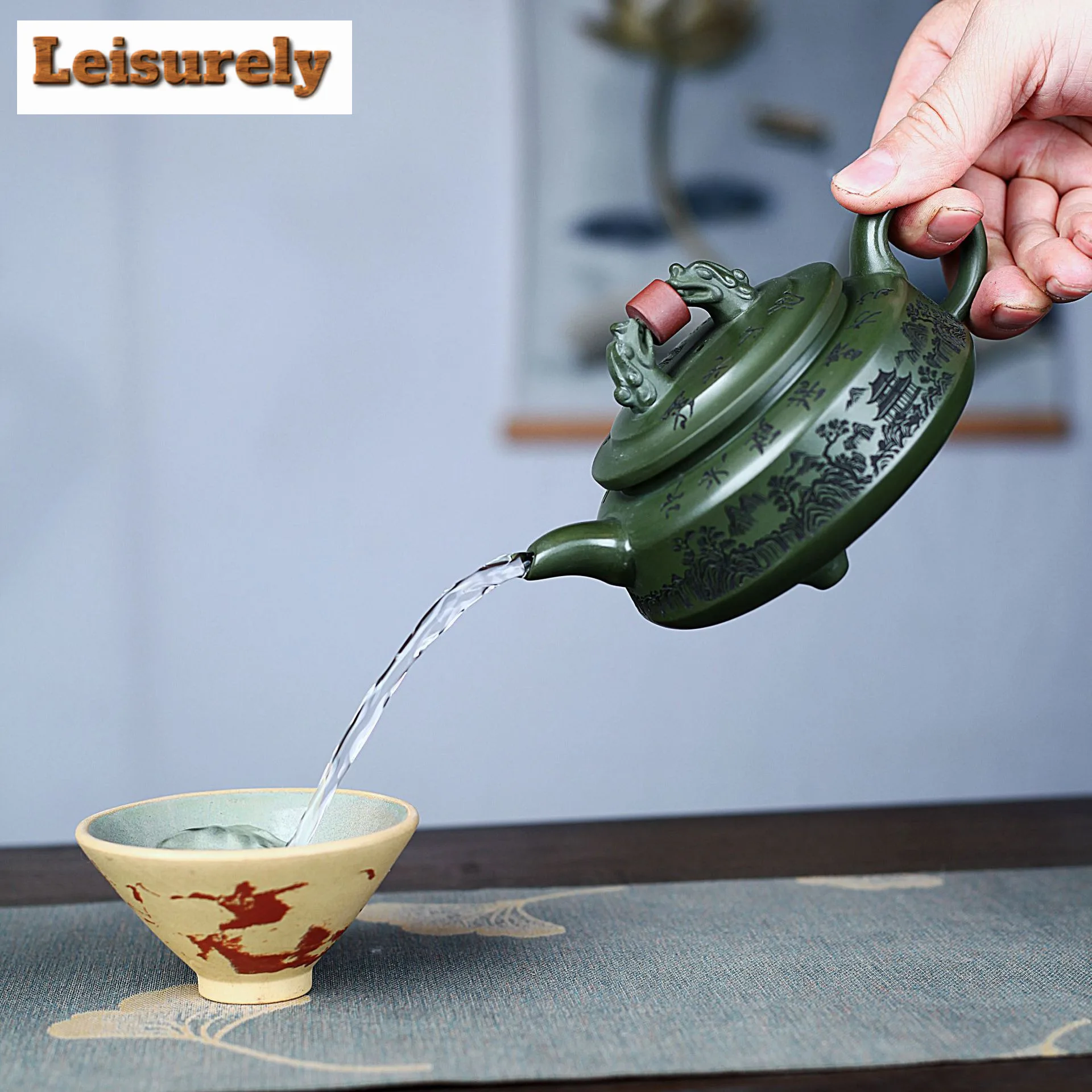 280ml Vintage Yixing Purple Clay Teapots Handmade Both Dragon Pot Raw Ore Green Mud Kettle Chinese Zisha Tea Set Supplies Craft