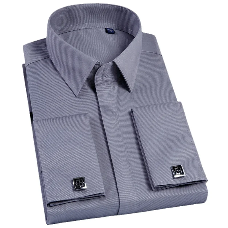 Men French Cufflinks Shirt Long Sleeve Casual Male Brand Shirts Slim Fit French Cuff Dress Shirts dress shirts men casual shirts