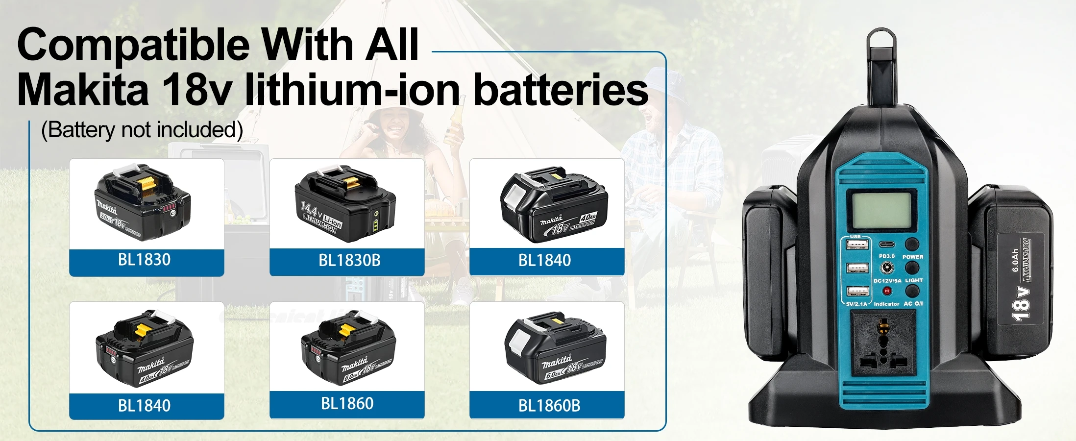 Inverter for Makita 18V Battery Inverter for Bosch 18V Battery 350W 120V/220-230