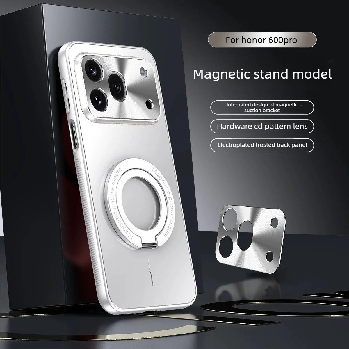 Luxury Alloy Backplane AG Phone Case with Magnetic Wireless Charging and Rotatable Bracket