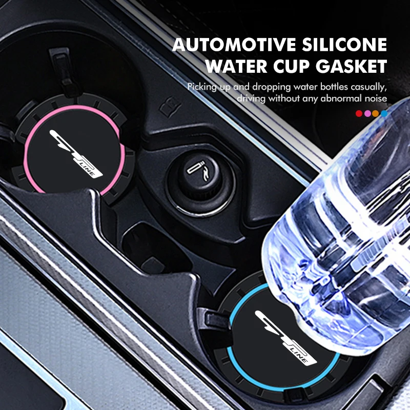 2pcs Car Coaster Water Cup Slots Anti-Slip Waterproof Slot Pad For KIA gt gtline Xline ceed Forte RIO STINGER Seltos K3 K4