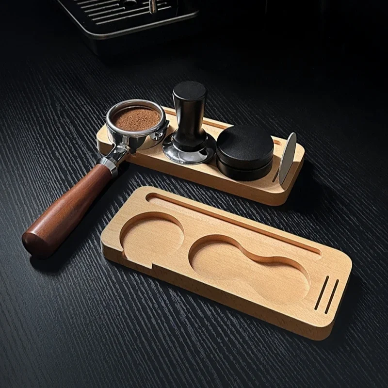 Coffee Tamper Mat Station Stand Portafilter Holder Support Base Rack Walnut Wood For 51MM 54MM 58MM Espresso Accessories