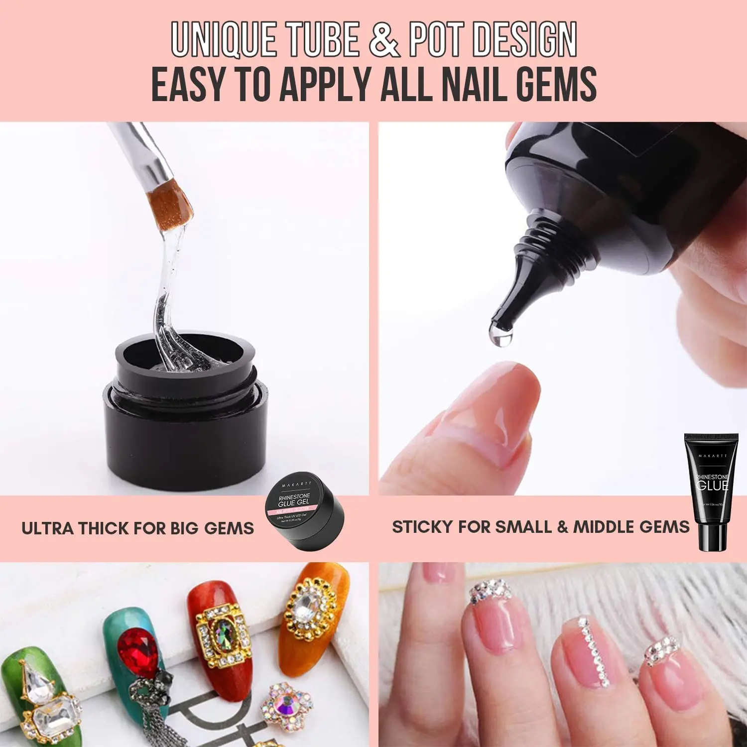 Makartt Nail Art Rhinestone Glue Gel 30g Super Adhesive Nail Gel For Gems, Nail  Art Gel Glue For Rhinestones Crystal Stones - Nail Gel - AliExpress