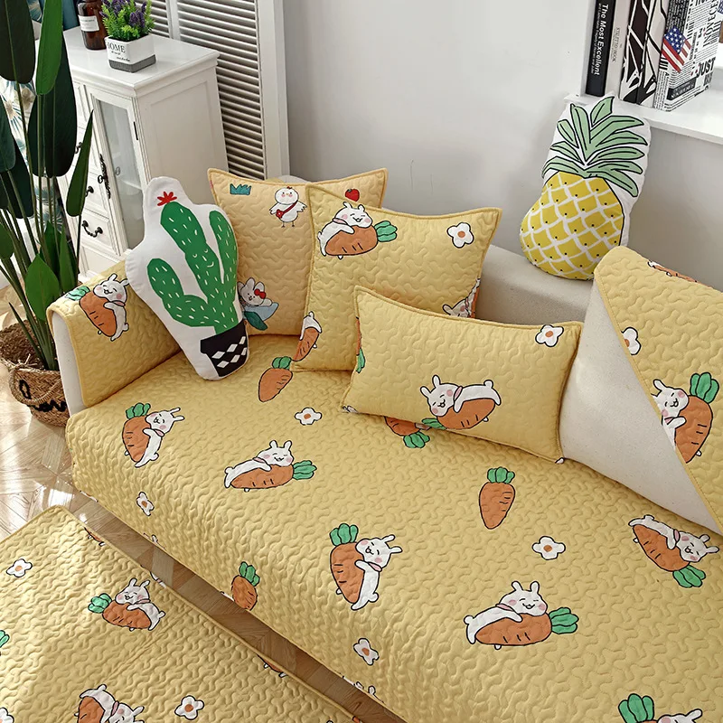 Sofa Towel Cotton Cushion Four Season Universal Non-slip Covers Chair Living Room Flowers Cartoon Patterns | Дом и сад