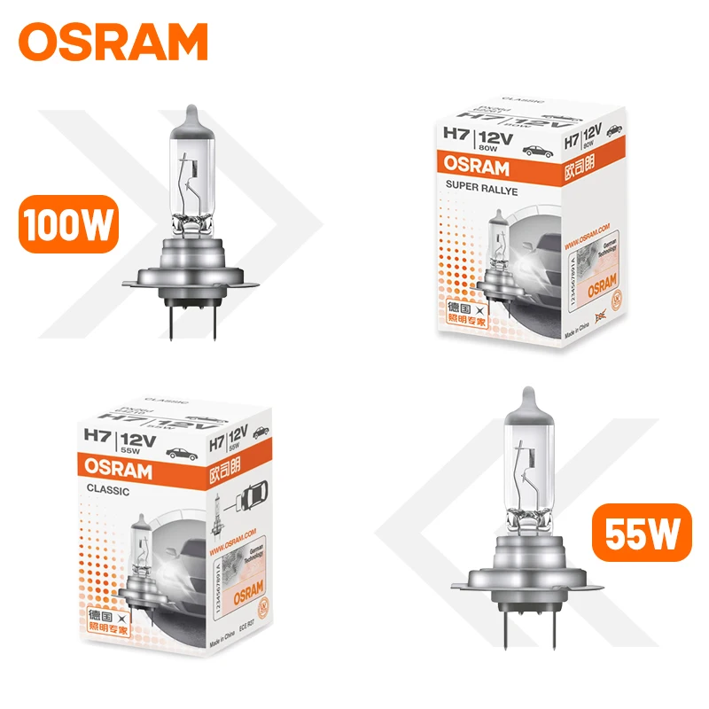 OSRAM H7 SUPER 12V 55W Bombilla halógena para faros delanteros 64210SUP 30%  más luz Individual