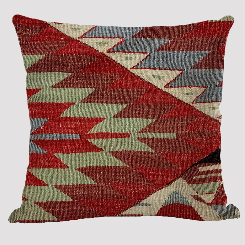 Bohemian Patterns Linen Cushions Case Multicolors Abstract Ethnic Geometry Print Decorative Pillows Case Living Room Sofa Pillow 