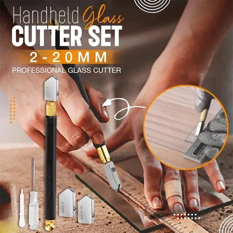 Diamond Glass Cutter Professional Glass Bottle Tile Mirror Cutting Tools Oil Feed Diamond Cutter For 2-20mm Thick 5PCS/SET