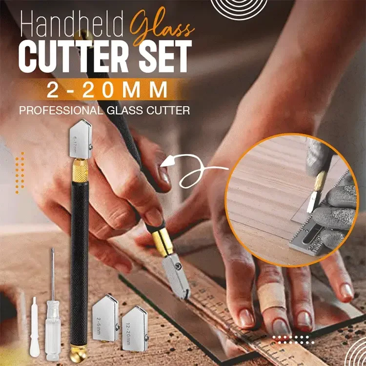 5PCS/SET Diamond Glass Cutter Professional Glass Bottle Tile Mirror Cutting  Tools Oil Feed Diamond Cutter For 2-20mm Thick Glass