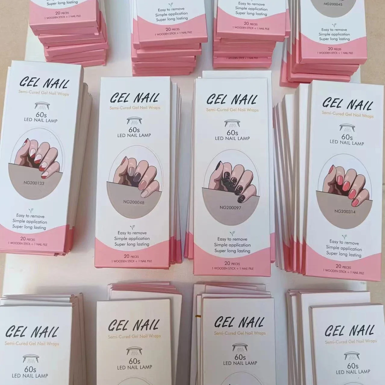 1620TipsSemiCuredNailWrapsSimpleColorAdhesiveWaterproofLongLastingGelNailsStickers