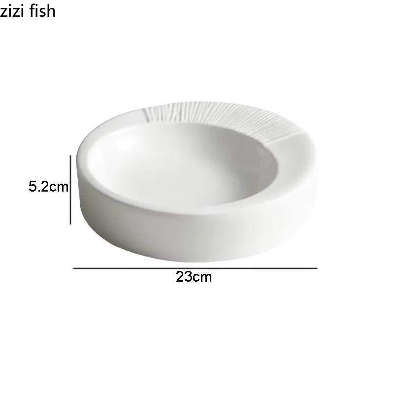 Ceramic Dinner Plate Restaurant Circular Thick Soup Plate Salad Dessert Dish Snack Dish Pasta Plates Solid Color Tableware