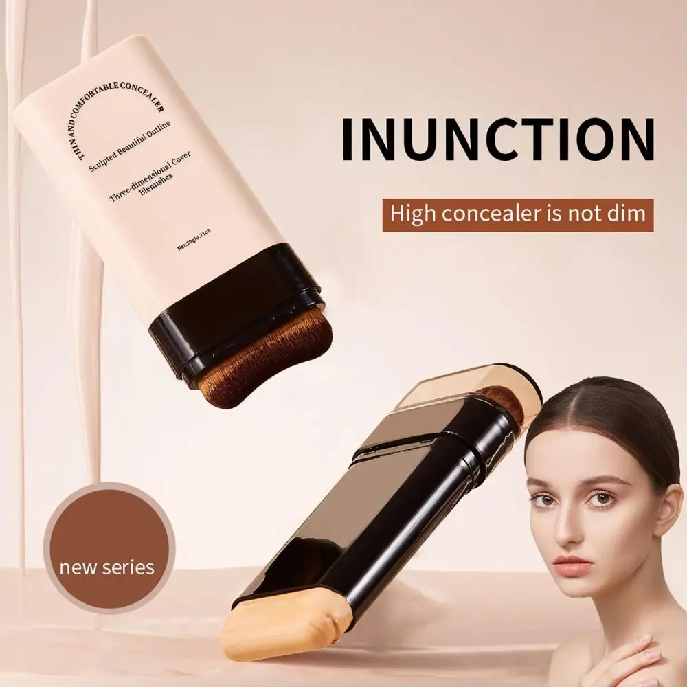 Foundation Stick Hydrating Lightweight Foundation Stick with Brush Double Head Make-Up Flawless Eraser