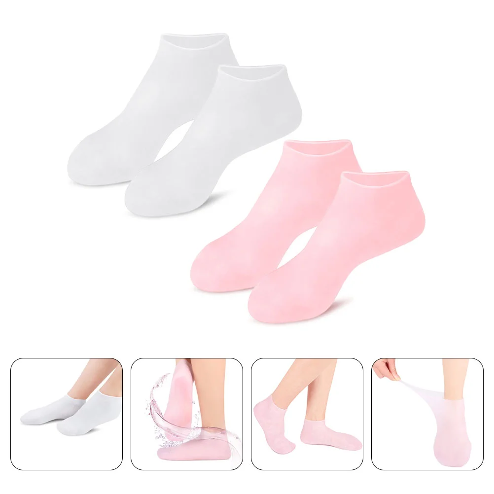 

2 Pairs Exfoliating Moisturizing Socks Supple Women Beauty Face Mask Dry Feet Girls Cracked Heel Care Foot Products Elastic