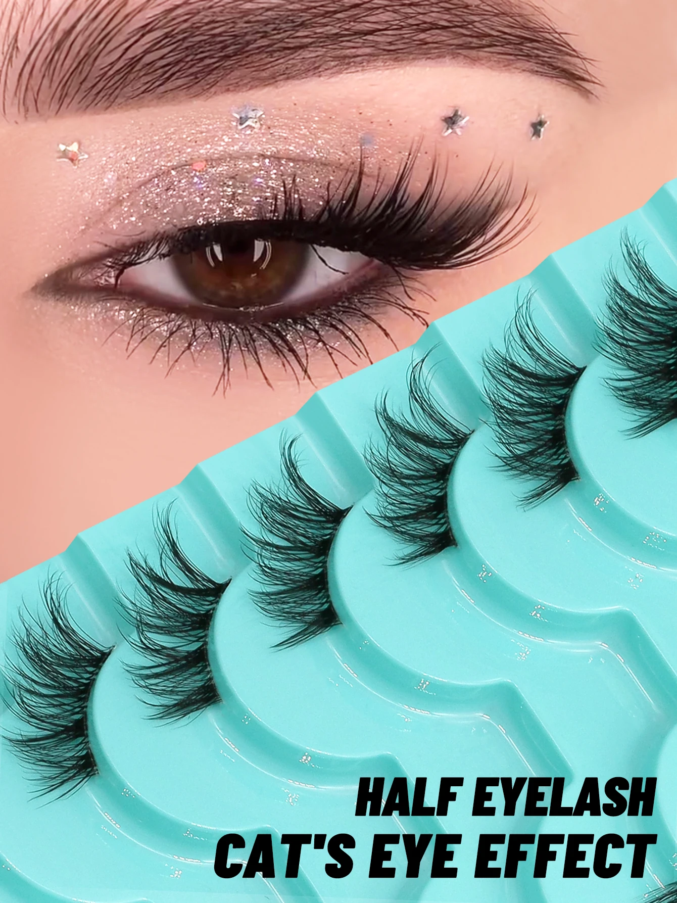 Fake Eyelashes GROINNEYA Half Eyelashes Natural Long Clear Band Lashes