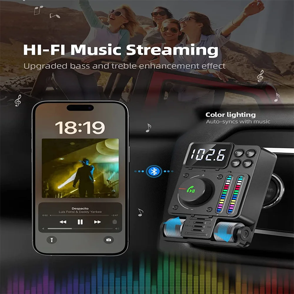Bluetooth Audio Adapter FM Transmitter Car MP3 Player Bluetooth 5.3 Car Wireless FM Transmitter Radio Adapter PD30W QC3.0 Fast Charging Car MP3 U Disk Music Player Accessories bluetooth audio adapter,fm transmitter,car mp3 player